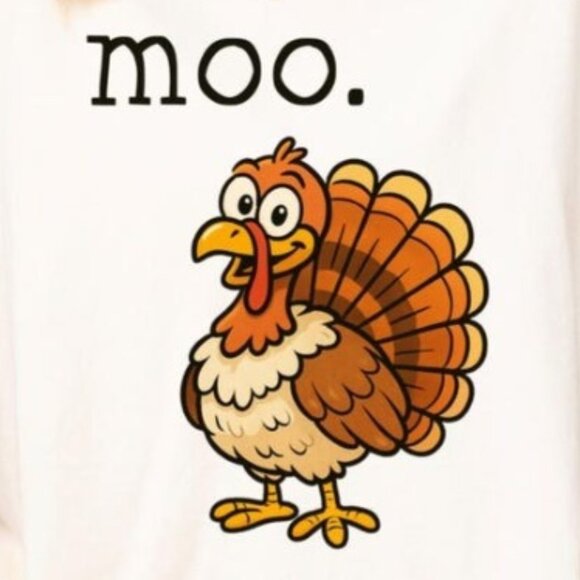 Funny Turkey Moo Shirt Thanksgiving Turkey Shirt - Picture 2 of 4
